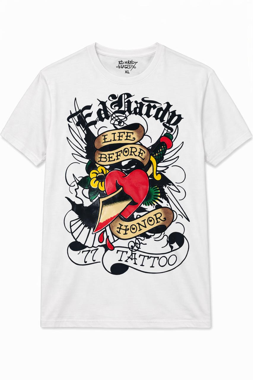 Camiseta Ed Hardy White Heart